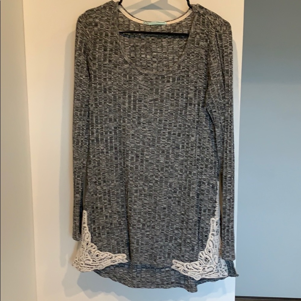 Maurices Gray Lace Side Cut Sweater